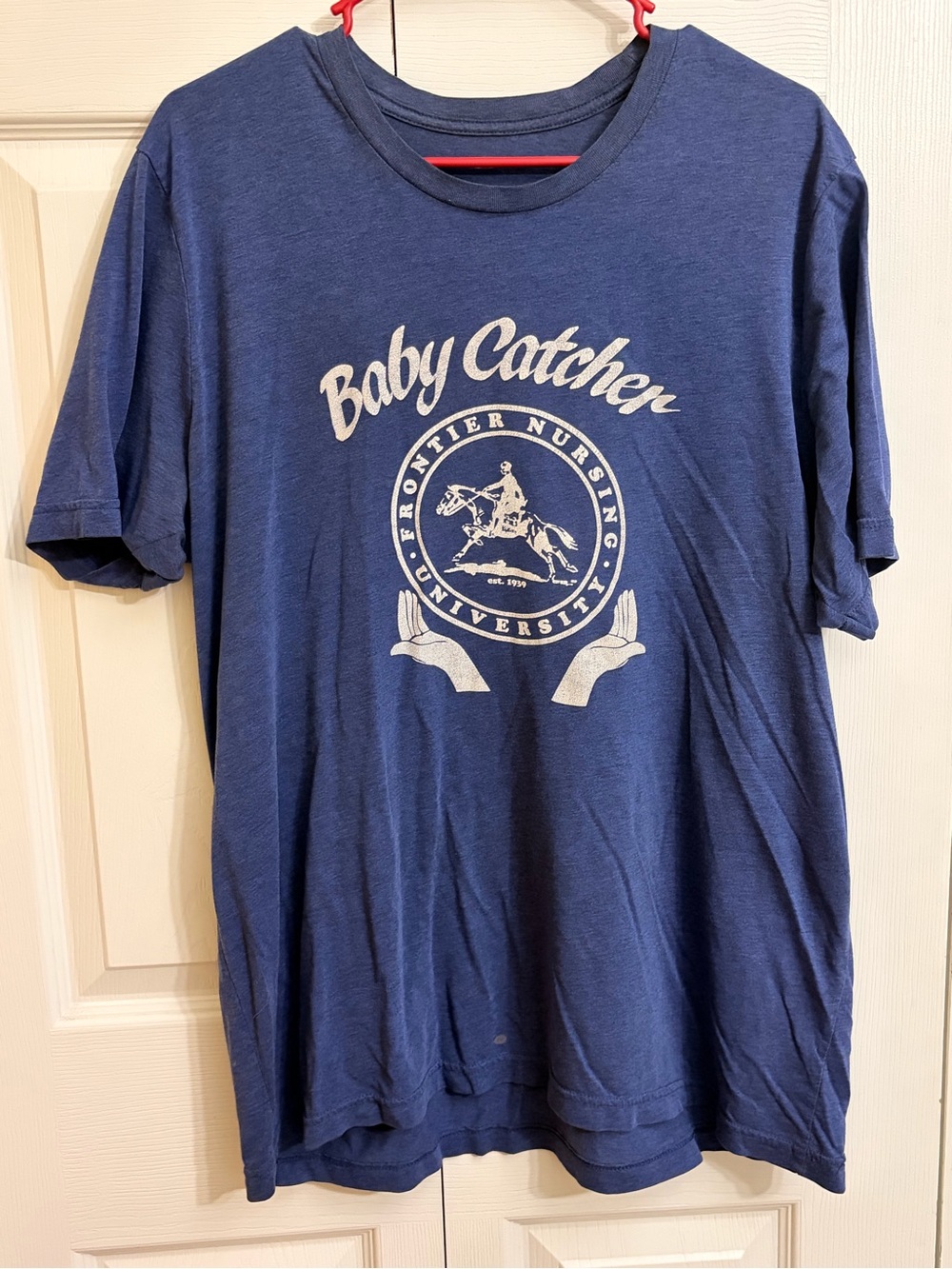 New Frontier Blue Graphic 'Baby Catcher' Short Sleeve Tee